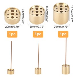 AHANDMAKER 3 Pcs Brass Incense Burner Holder, 3 Style 9 Holes Light Gold Cylindrical Incense Holder Copper Incense Sticks Burner, for Joss Stick Tower Incense Coil Cone Burner Indoor Outdoor Use