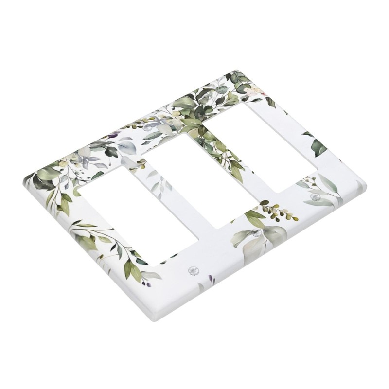 Sage Green Eucalyptus Leaves 3 Gang Triple Rocker Decorative Light