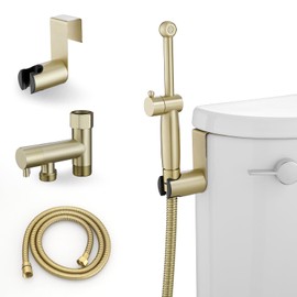 Greenspring Handheld Bidet Sprayer for Toilet Brushed Gold Brass Handheld Bidet Sprayer Attachment for Toilet with Adjustable Pressure Control