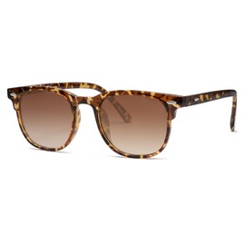 SOJOS Retro Vintage Square Polarized Sunglasses for Women Men UV Protection Lens TR90 Frame Sunglasses SJ2112, Amber Frame/Brown Grading Lens