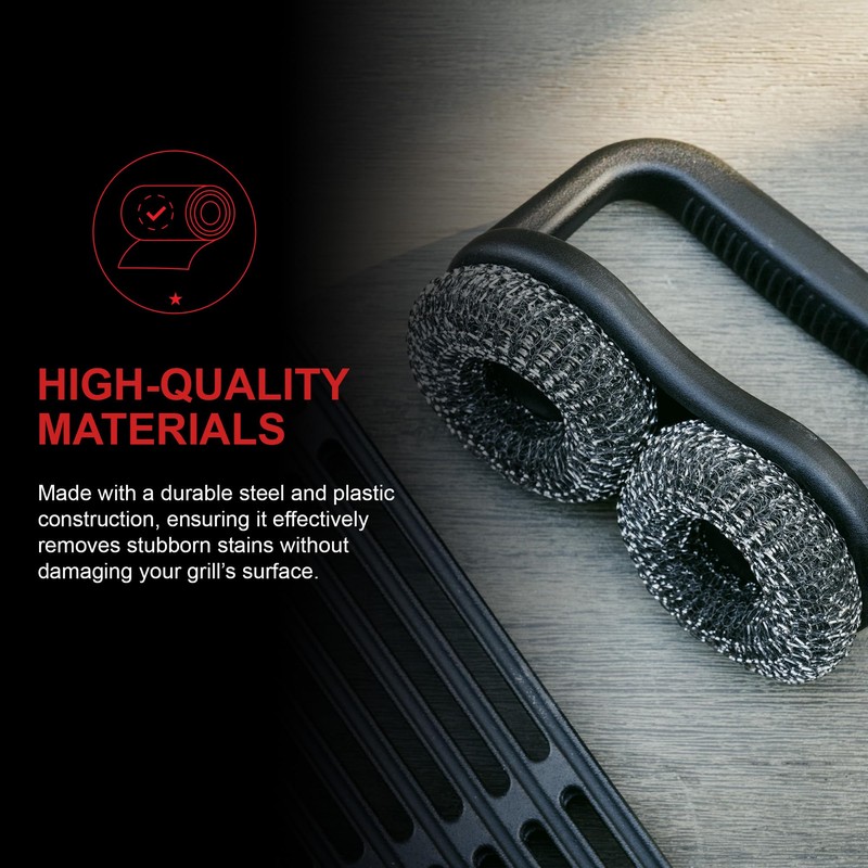 Grillstream Dual-Head BBQ Scouring Brush, Extra-Large Steel Pads for Deep
