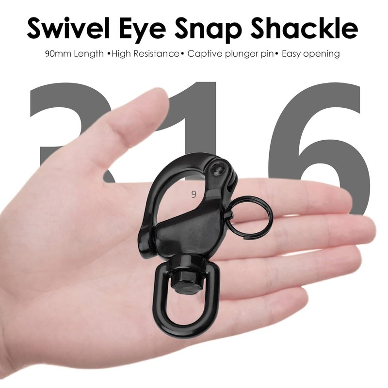 2Pack Snap Shackle 316 Stainless Steel Quick Release Shackle Swivel
