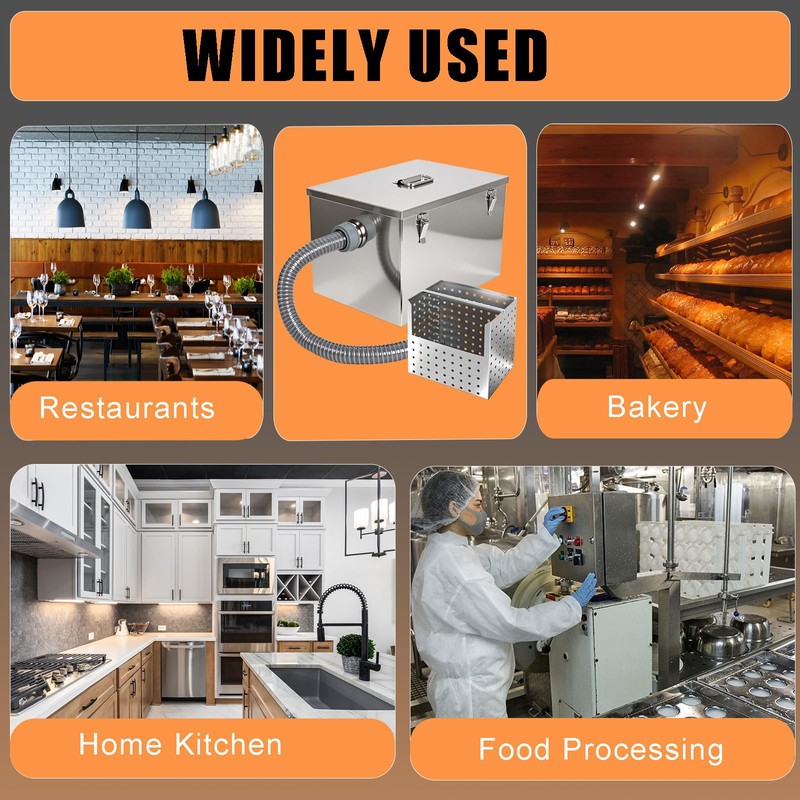 8 lbs Commercial Grease Trap for Home Restaurants Under Sink,