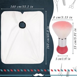 Professional Hair Cutting Cape with Neck Duster Brush, Women's Salon Barber Cape, White Cute Salon Hair Cutting Cape with Adjustable Neckline Hairdressing Accessories