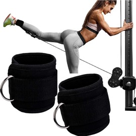 Ankle Straps for Cable Machines for Kickback 1 Pair Groot Abdominal Training Leg Extensions Curl and Hip Abductors Men and Women Adjustable Breathable Padded Ankle Cuff for Gym Double D-Ring (53*11CM)