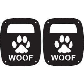 JeepTails Dog Paw Woof Tail lamp Light Covers Compatible with Jeep Wrangler YJ and TJ Black Set of 2