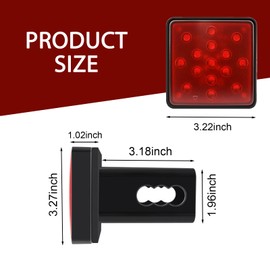 yorpyep Car Tail Light, 12 V 15 LED High Brightness Waterproof Towing Bayonet Brake Light, 2" Receiver Square Trailer Light with Plug Wiring Harness, for Most Cars Trucks Trailers (Red)