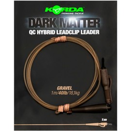 Korda Carp Assembly for Carp Leads, 100 cm, 40 lb Dark Matter Leader QC Hybrid Clip, Colour: Gravel
