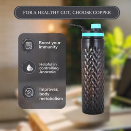 STAGLIFE Copper Water Bottles for Drinking Water for Men Women - Pure Copper Water Bottle Drinking Jug Tumbler - Copper Vessel Dispenser with Ayurveda Benefits for Sports Fitness Yoga - 33 Ounces