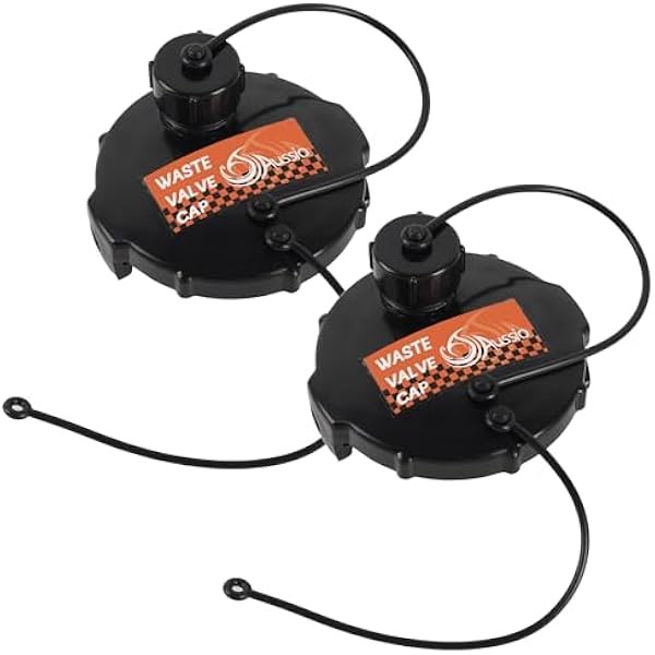 (2-Pack, Black T1020-1 Waste Valve Cap with Bayonet Hook 3"