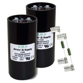 (2) Pack, 400-480 uF x 250 VAC - BMI/USA Start Capacitor # 092A400B250CE7A with Bleed Resistor