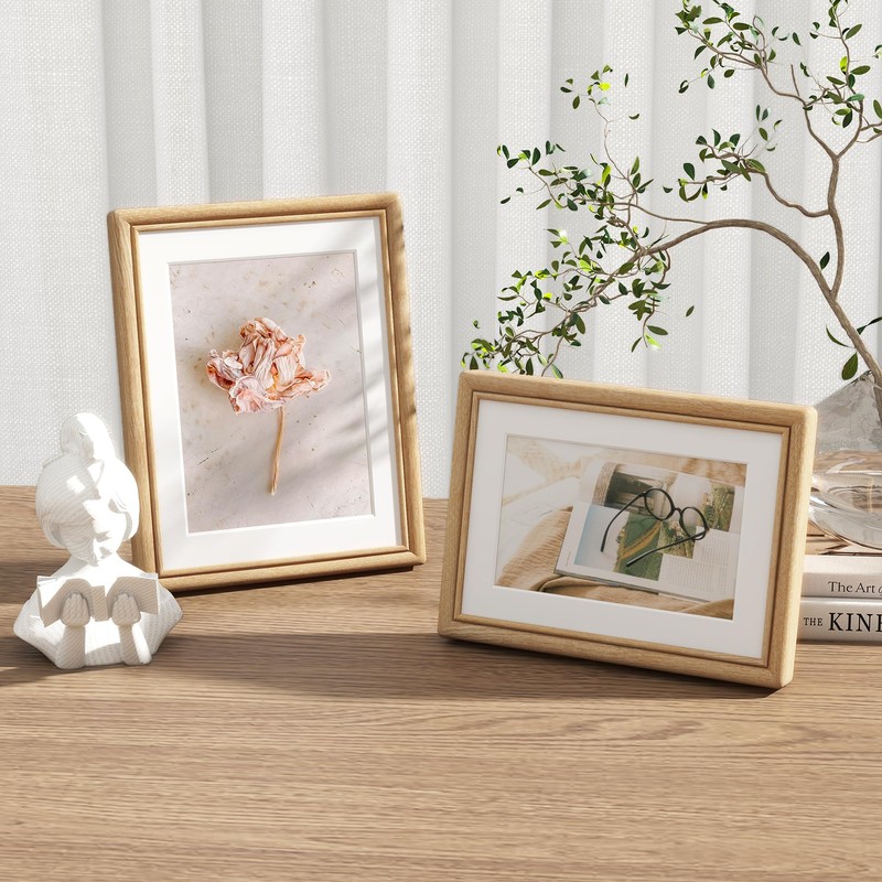 RICHFOCUS 6x8 Picture Frame, Natural Solid Oak Wood Picture Frame