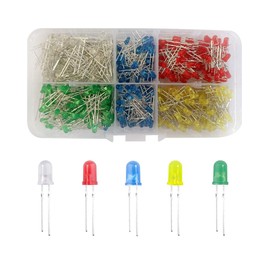 YIXISI 400 Pieces 3 mm LED Light Emitting Diode Set, Round Head LED, 5 Colours (80 Pieces of Each Colour), White, Red, Yellow, Green, Blue