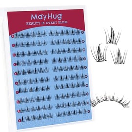 Mayhug Eyelash Extensions, 120 Pieces, D Curl Individual Eyelashes, DIY Eyelash Extension Cluster Eyelashes, Cat Eye Eyelashes, Natural Look Artificial Eyelashes (NebulaGleam)