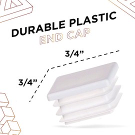 Prescott Plastics 0.75" Inch Square Plastic Plug Insert (4 Pack), White End Cap for Metal Tubing, Fence, Glide Insert for Pipe Post, Chairs and Furniture