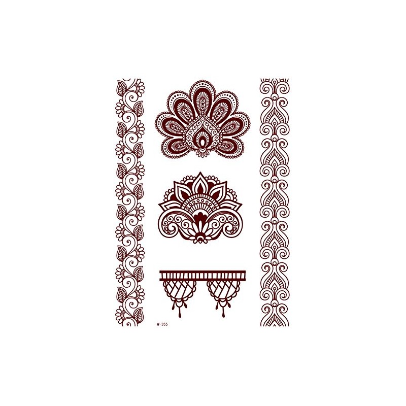 Set of 3 Temporary Tattoos Lace Tattoos Brown Set B-2