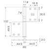 Maruki Metal Headquarters MK Stainless Steel Build Hinge, Double-Sided Plate,