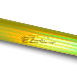 60"x72" (5FTx6FT) Yellow Holographic Rainbow Neo Chrome Vinyl Wrap Sticker Decal Film Sheet Free Tool Kit