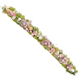 Holiday Tree 5' Easter Floral Garland – Handcrafted Easter Garland for Elegant Easter Decorations & Home Decor with Capiz Shell Flowers, Easter Eggs & Jeweled Dragonflies