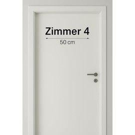 Schwarze Türbeschriftung Zimmernummer Aufkleber – selbstklebend & konturgeschnitten – wetterfest & UV-beständig – – hochwertige Folie für Türen, Praxen, Hotels, Büros - Zimmer 4 -