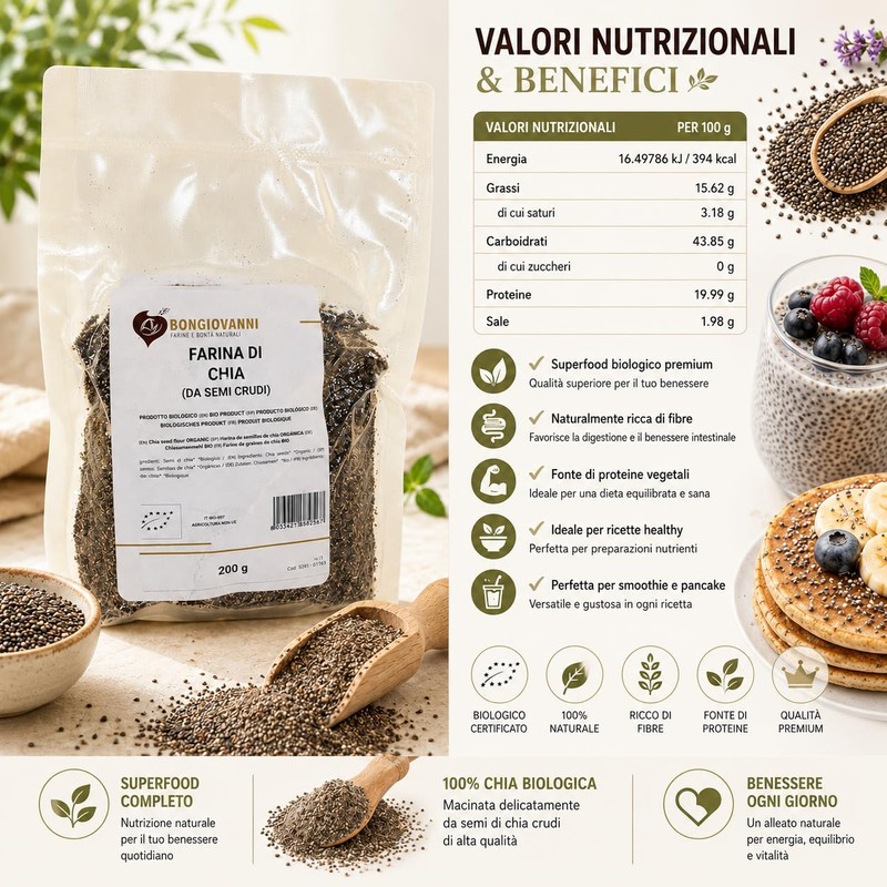 BONGIOVANNI FARINE E BONTA' NATURALI Farina Di Semi Di Chia
