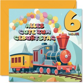 Stuff4 6th Birthday Card Boy Girl - Railway Train Steam Train - Birthday Cards Kids 6 Year Boys Son Daughter Nephew Niece Grandson Granddaughter 145mm Sixth Birthday Greeting Cards