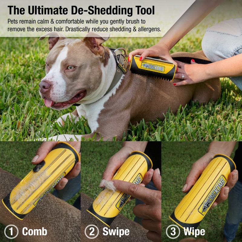 King Kanine Deshedding Dog Brush - Self Cleaning Deshedding Brush
