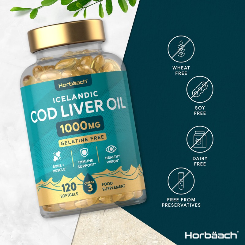 Cod Liver Oil Capsules High Strength 1000mg | 120 Count