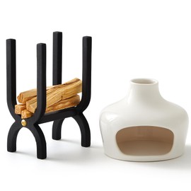 Cinnvoice Palo Santo Holder Kit Including Handmade Ceramics Palo Santo Burner and Holder Smudge Bowl for Meditation Yoga Incense Burner Zen Decorations Ideal for Meditation & Rituals