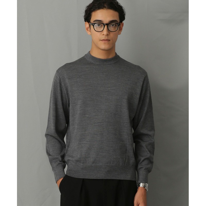 nano universe "pill-less knit" Fine Gauge Crew Neck, top grey