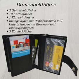 flevado Buffalo Leather Hand Made Cards Money Wallet Credit Cards Case RFID Protection Smooth Leather, black, Modern