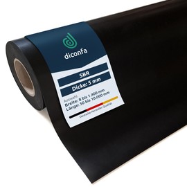 diconfa Rubber Mat 5 mm Thick - Selection Size: 180 mm x 400 mm (18 cm x 40 cm) - 8 mm to 1400 mm Wide - 0.05 m to 10 m Long - Non-Slip Robust Rubber Strips Sold by the Metre Rubber Plate Solid Rubber
