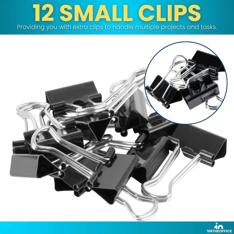 1InTheOffice Small Binder Clips, Binder Clips Small, Paper Clamps, Paper