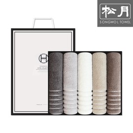 Songwol Towel Songwol Pillar Line heavy hotel towel 5 piece gift set, light gray / 송월타올 송월 필라라인 고중량 호텔수건 5매 선물세트, 연회색