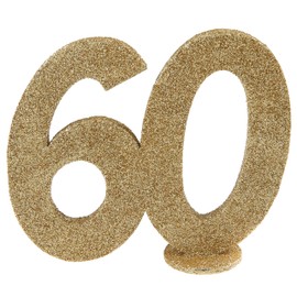 Gold Glitter Number 60th Birthday with Stand