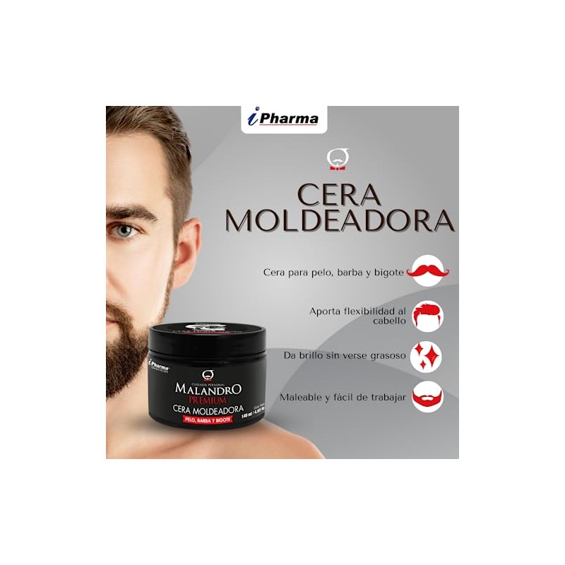 Cera Modeladora Premium para pelo, barba y bigote Malandro de