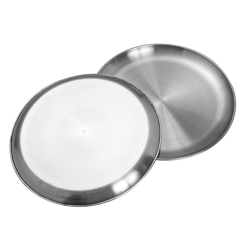 CAMBUY Stainless Steel Plates 9 inch 304 Metal Lightweight Unbreakable