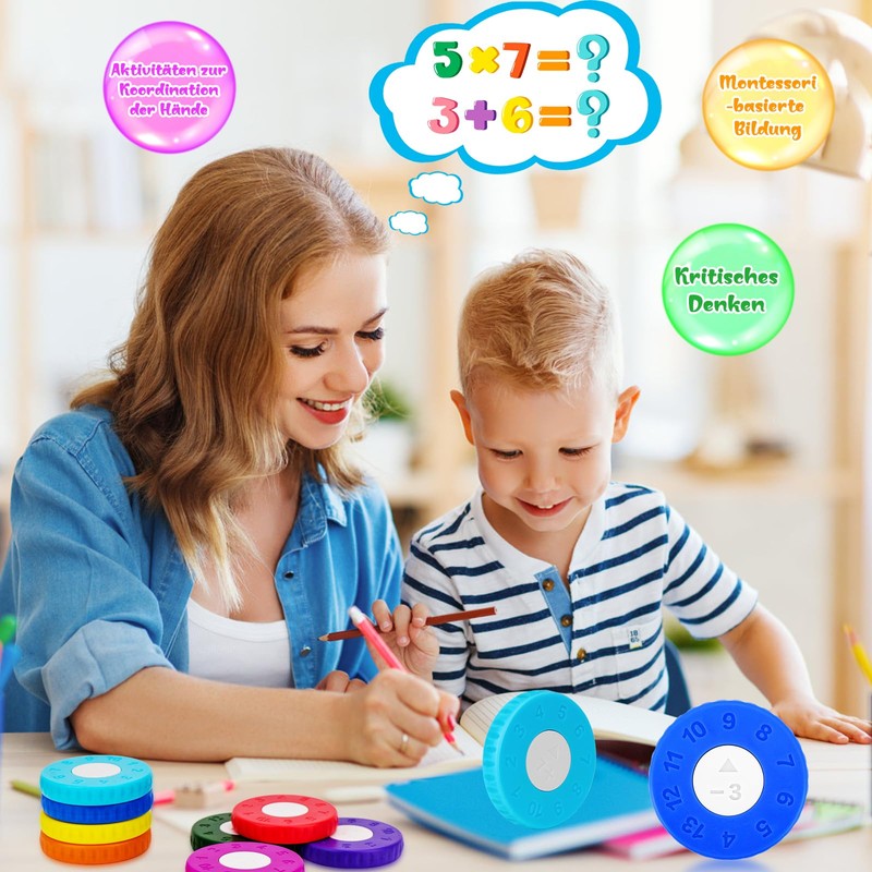 Meetory Pack of 9 Maths Fidget Spinners for Children -