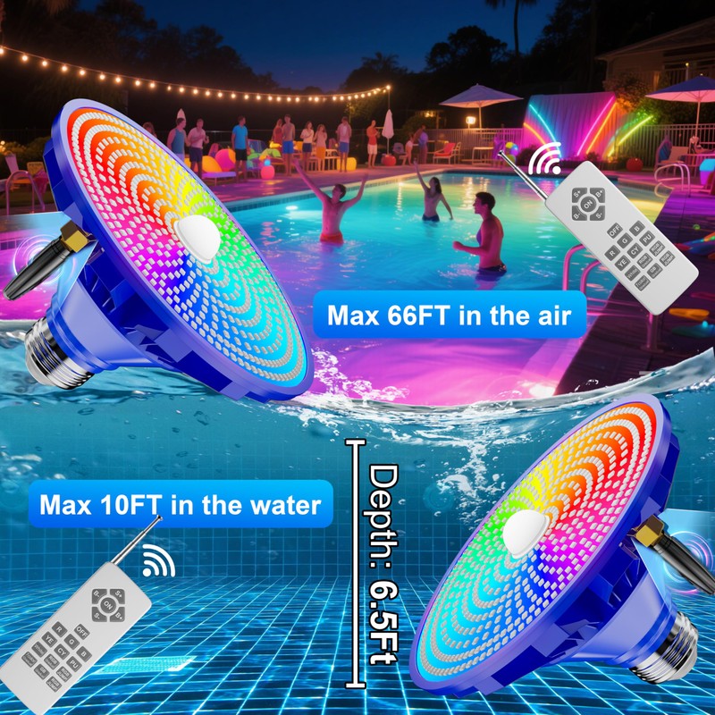 XMPTYN LED Pool Light Bulb for Inground Pool, RGBW Swimming
