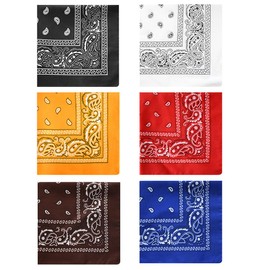 Playing Card Head Scarf, 6 Packs Paisley Cotton Bandana, Mulberry silk Neckerchief, Cooling face mask,Adult Unisex Neck Warmer, scarf and bandana in one, multicolor (54x54cm)