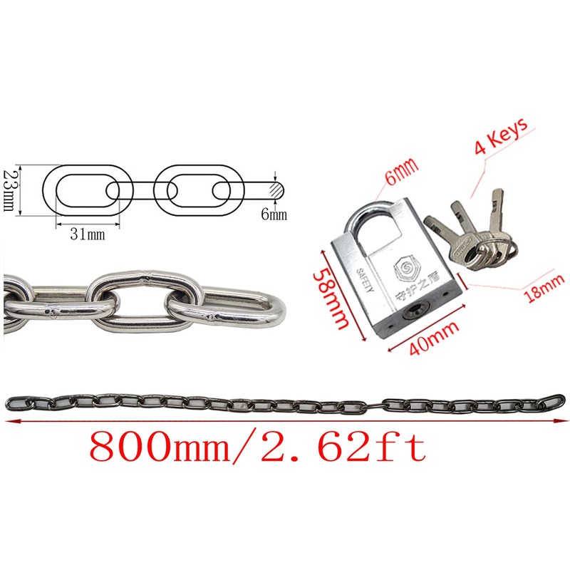 Motorcycle Security Chain, WANLIAN Bicycle Chain Locks, 6 mm Security