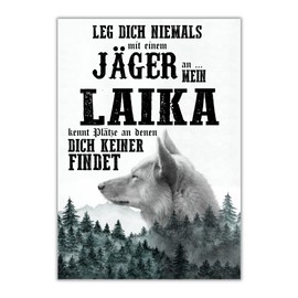 Laika Dog Sign with German Text "Laika" Dog Hunter Wall Art
