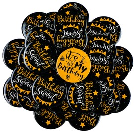 MTLEE 36 Pcs Birthday Squad Pins It's My Birthday Button Pins Bulk Mini Round Pinback Button Badges Party Crew Favors Supplies for Boys Girls Women Men Celebration, 1.5 Inch