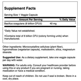 Swanson Bacillus Coagulans - Natural Probiotic w/ 6 Billion CFU, 60 Veg Caps