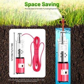 Deep Well Submersible Pump, 12V 180W Stainless Steel Screw Pump, 396.26gal/h Flow Farm Ranch Irrigation Deep Well Pumps for Fishing Boat Fish Pond Agricultural Irrigation