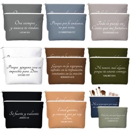 Huhumy 20 Pcs Christian Gifts for Women Religious Makeup Bags Cosmetic Inspirational Bible Verse Pencil Pouch with Zipper Mothers Day Thank You Church Gift Mom Travel Employee(Neutral,Spanish)