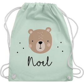 Geschenk mit Namen personalisiert by Shirtracer - Gym Bag Backpack - Cute Bear I Bear I Bear Motif I Bear, 04 Pastel Green, Unit size