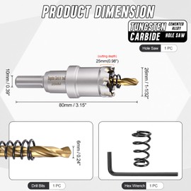 CoCud 1-1/32" (26mm) Hole Saw, Tungsten Carbide TCT Hole Cutters with Drill Bit - for Thick Hard Metal, Stainless Steel, Copper, Aluminum