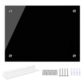 Black Glass Dry Erase Whiteboard, 18" x 24" Frameless Glass White Board for Home,School,Office,Black Surface(Glass BB-BK-4560)