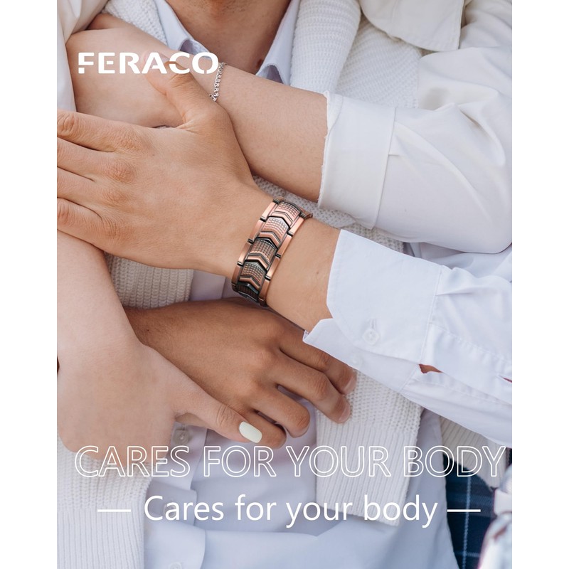 Feraco Copper Bracelet for Men 3X Strength,Magnetic Therapy Bracelet Copper